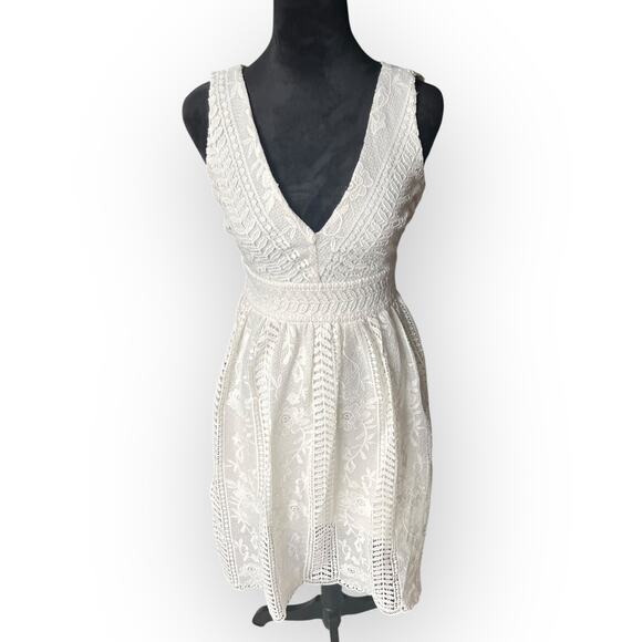 Lulus Women's Charmed Ivory Lace Sleeveless A-Line Midi Dress Size XS - Picture 5 of 16